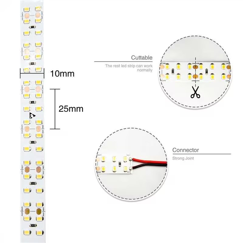 Double Row DC24V 15mm Width Flexible LED Strip Bright White led flexible ribbon