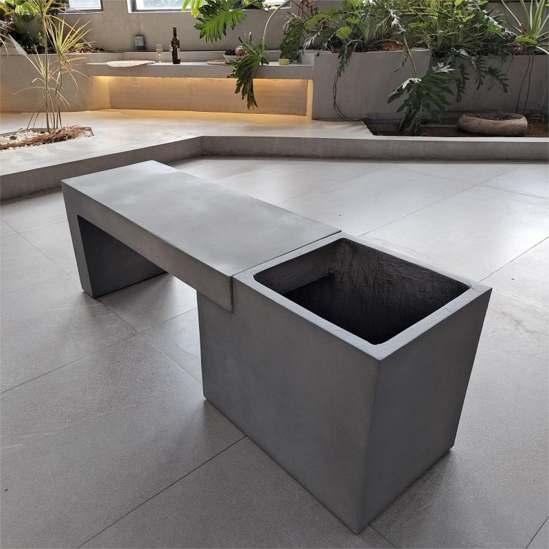 Rectangular GRC Concrete Patio Table Garden Furniture Outdoor Concrete Benches