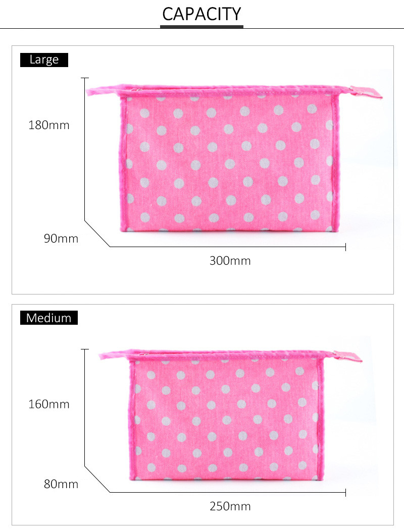 Polyester Portable Dot Printed Cosmetic Travel Bag