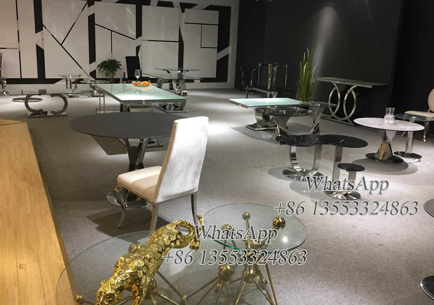 Glass Stainless Steel Dining Table Base Suppliers in Chinese Factory (YS-6)
