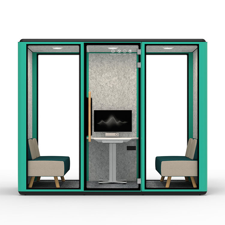 81.6 Inch Green Soundproof Office Pod Phone Booths Acoustic Tempered Glass