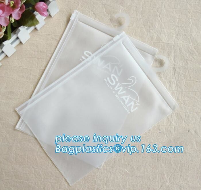 Frosted Zip lockk bag EVA PVC hanger bag for clothes, EVA frost drawstring bag, Frosted Plastic EVA Garment Packing Bag zi