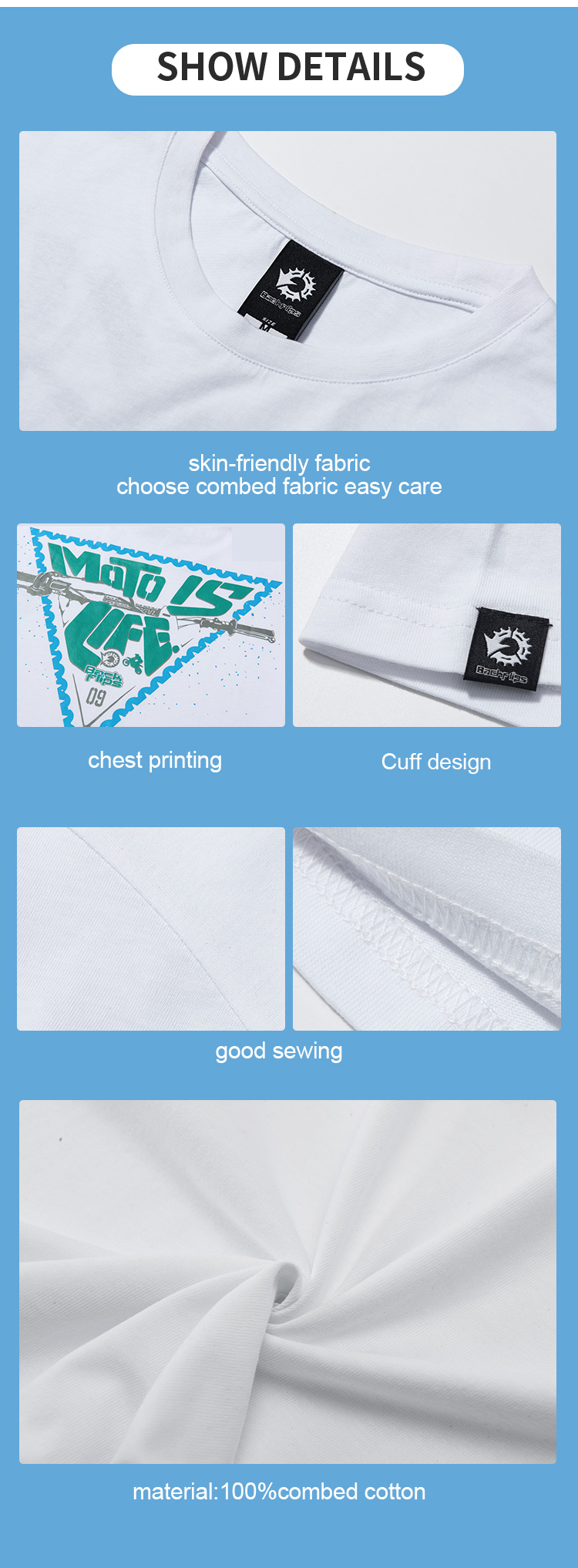 Men's Digital Printing T-Shirts OEM Logo Plain 100% Cotton T-Shirt for Custom Printing