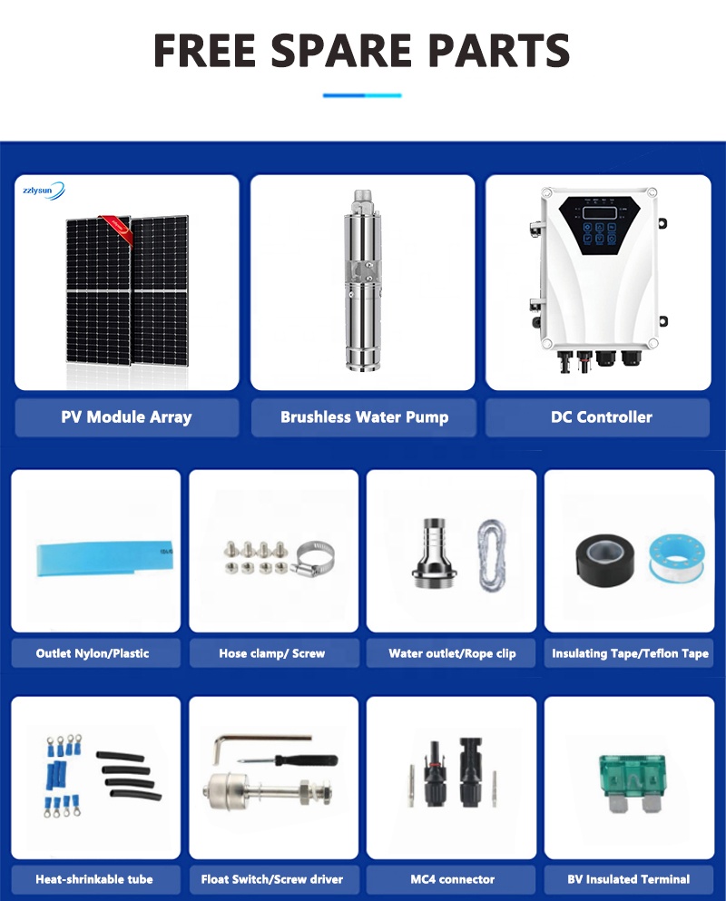 Factory wholesale brushless pumping system deep well complete set energy system solar water pump for agriculture