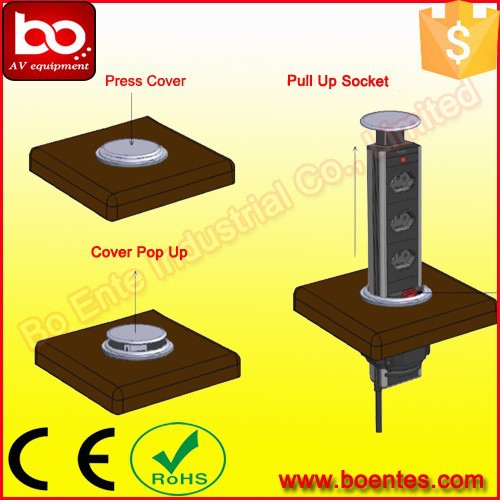 4 Way German Pop Up Sockets for Kitchen/Worktop Hidden Power Socket