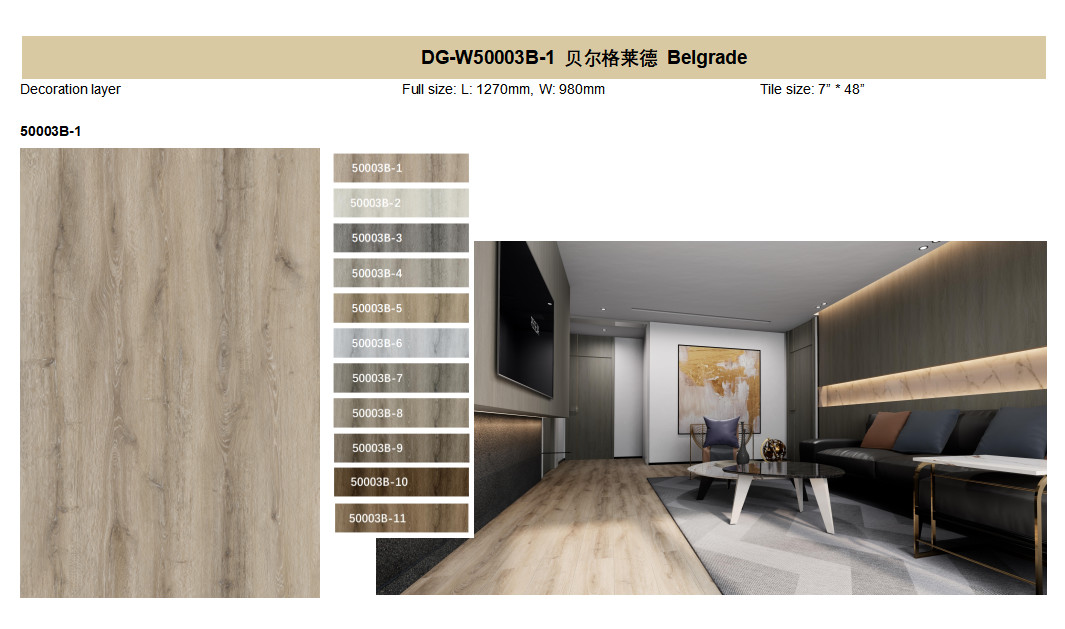 Pollution Free stone plastic flooring 0.3mm Non Corrosive Unilin Click Belgrade Burlywood Wood Grain GKBM DG-W50003B