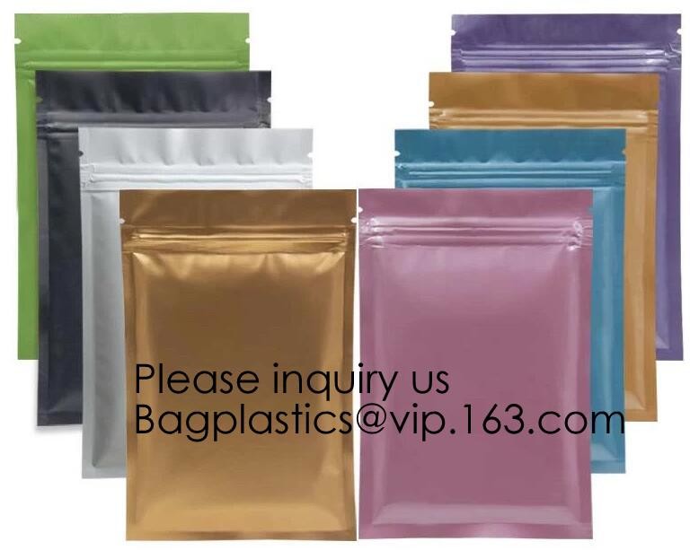 Matte Metallic Color with Frosted Window Display Stand-Up k Bags,Aluminum Foil Back - Resealable k and Heat