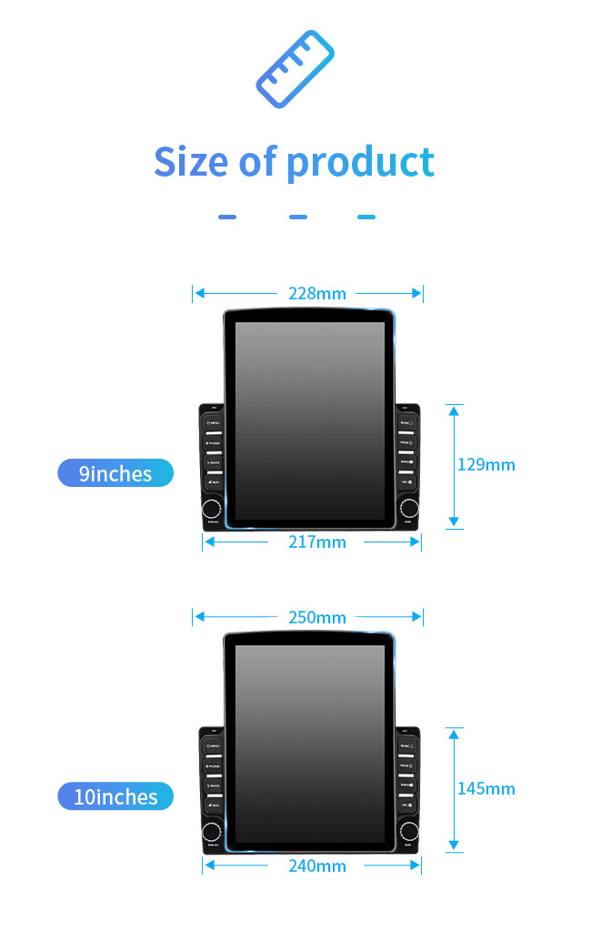 Vertical Car Android GPS Navigation 9.7 Inch Multi Languages 4G WiFi Carplay