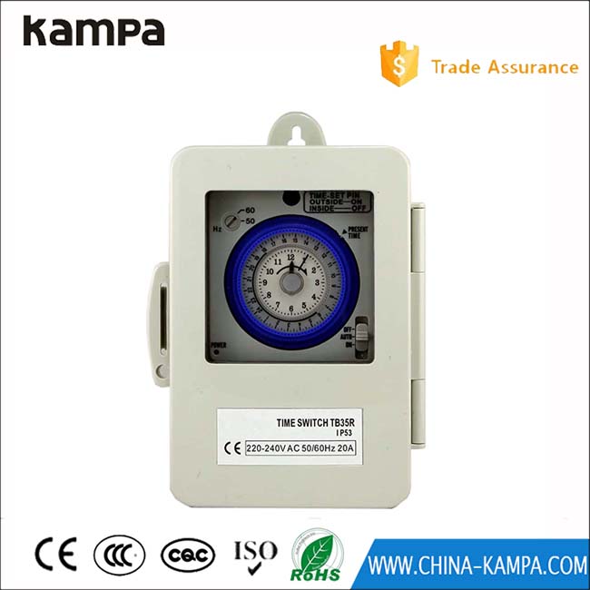 IP53 ACC220V 20Amp 24hours mechanical clock time switch timer box TB35R