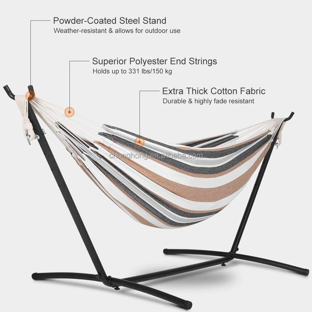 Double Hammock Two Person Hammock Chair with Steel Stand/Space Saving Steel Stand Hammock