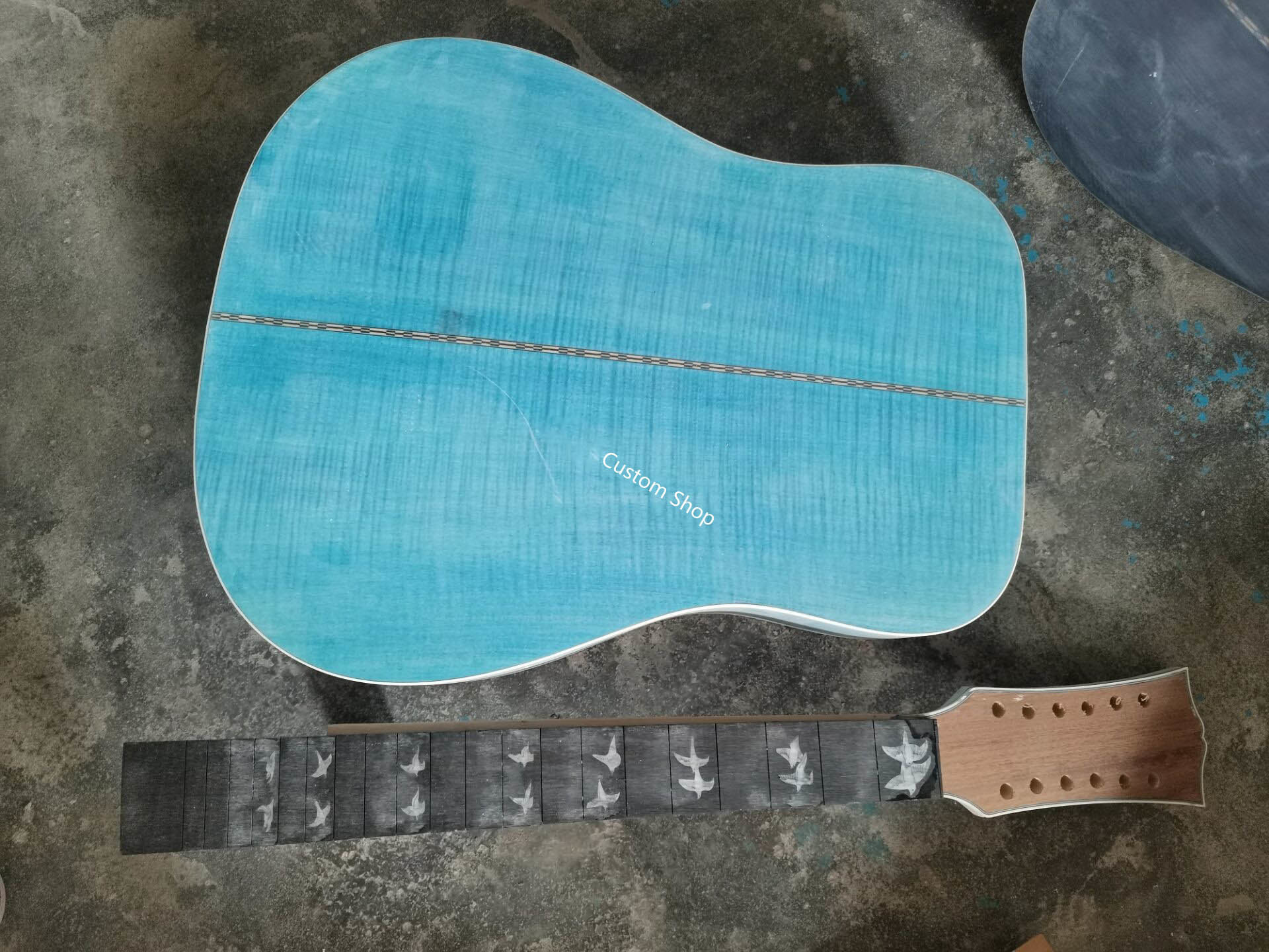 Custom AAAAA 12 Strings All Solid Wood Doves in Flight Viper Blue Acoustic Folk Guitar AAAA solid spruce wood top