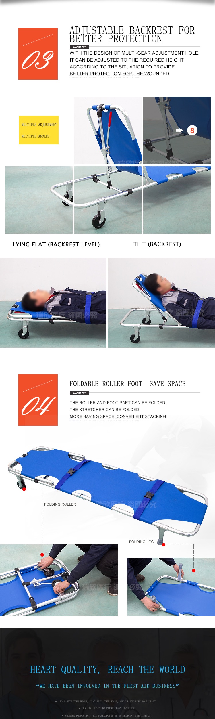 Aluminum Alloy Lightweight Foldable Stretcher CE Standard Folding Medical Stretcher