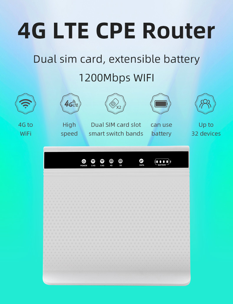 White Mobile WiFi LTE Router Dual Frequency Band 4G LTE Router With Battery