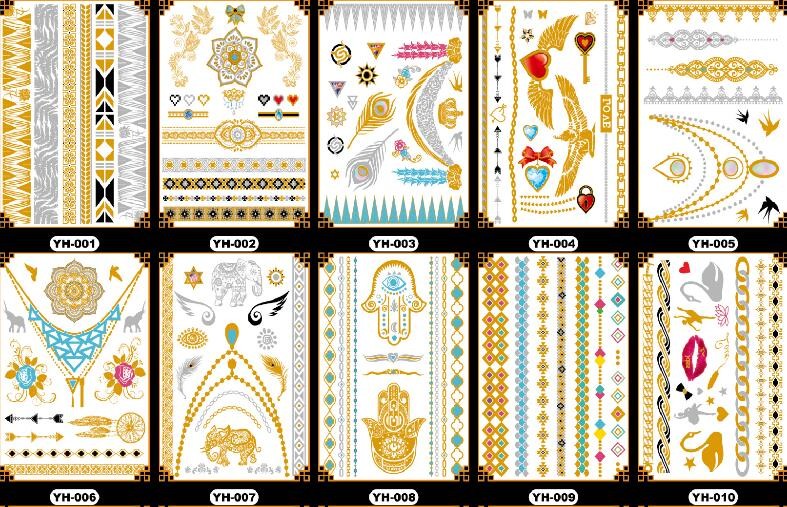 Gold Foil Body Tattoo Sticker