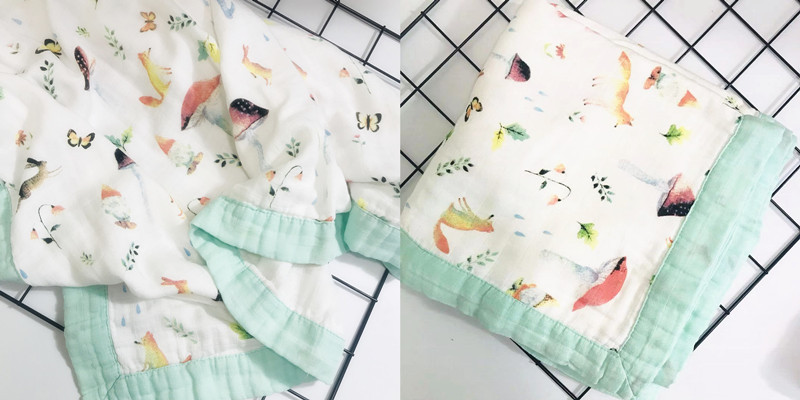 Premium Thick Muslin Baby Blankets Hypoallergenic 4 Layer Digital Printed For Newborns