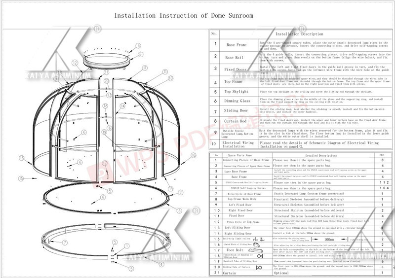 Camping Round Dome Large Aluminum Profiles Weather Resistant