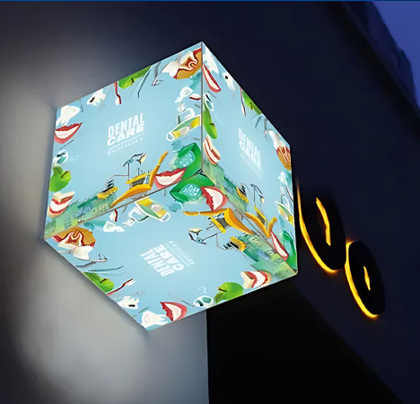 P3 Mobile WIFI Control 4 Sided LED Cube Sign 384*384mm For Creative Advertising A006