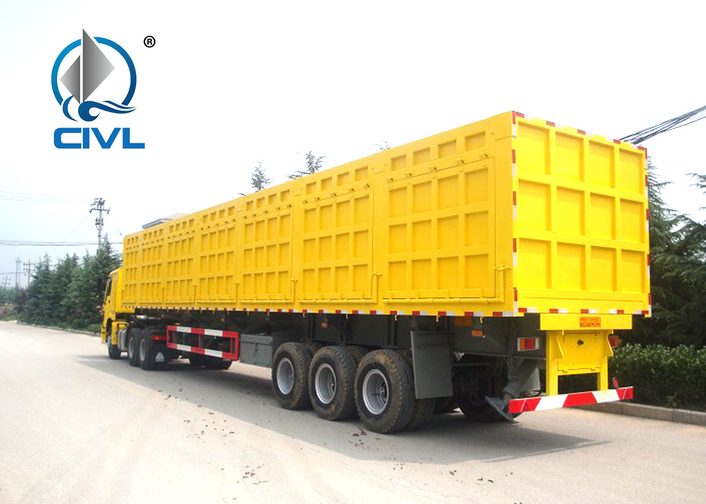 Three Axle Side Dump Semitrailer / 60 - 80 Tons Dump Truck SINOTRUK Brand