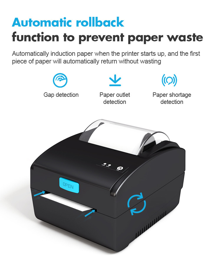 White 80mm Label Thermal Printer Ethernet USB Bluetooth Optional
