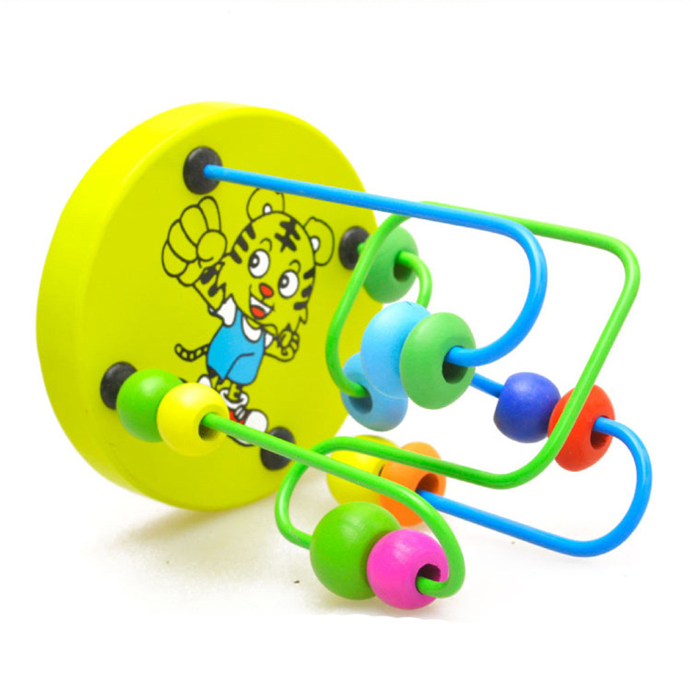 Big Bricks 9.3cm Wooden Around Beads Toy Colored ISO9001