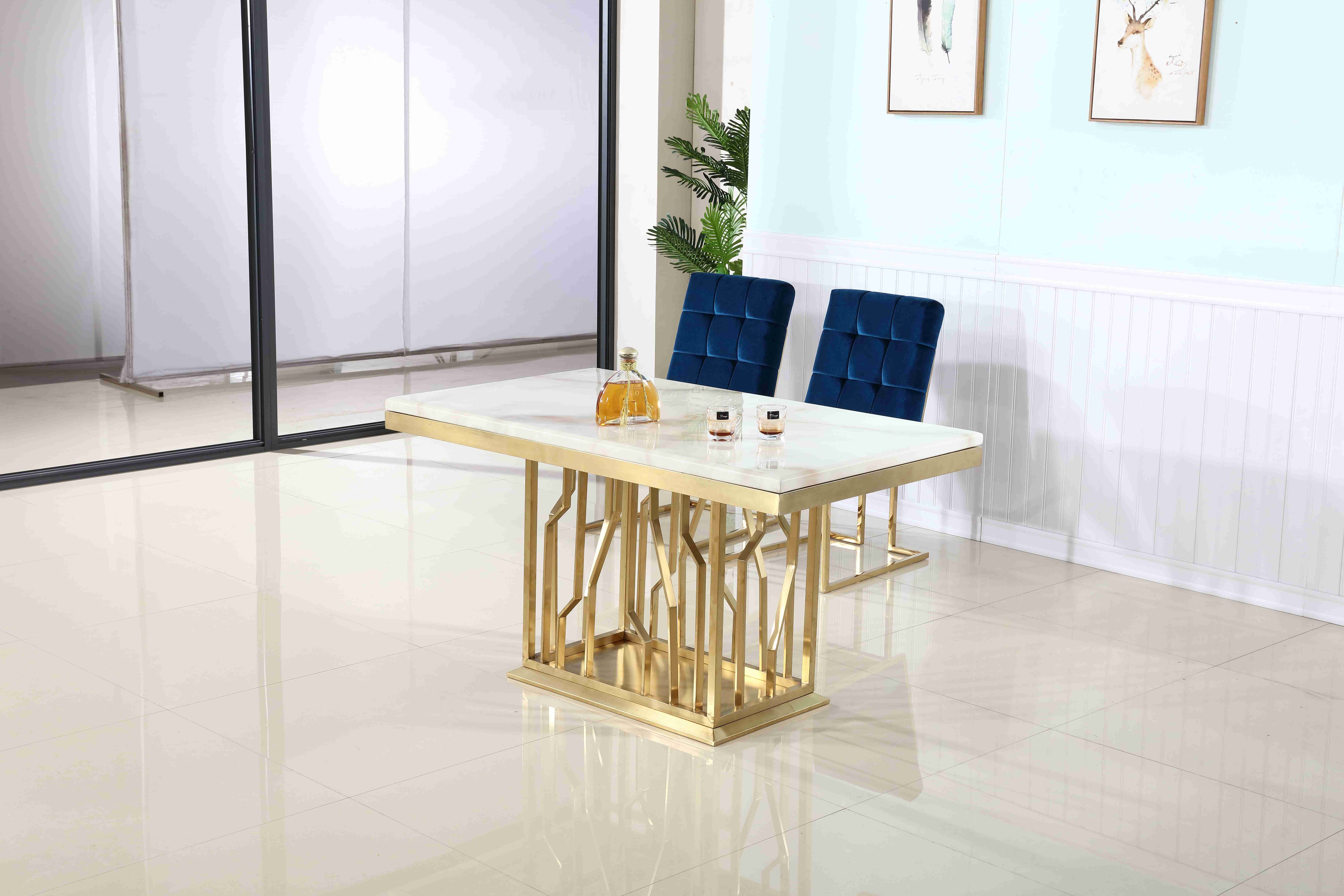 Luxury Marble Top Stainless Steel Base Hallway Corner Living Room Console Table Decorative