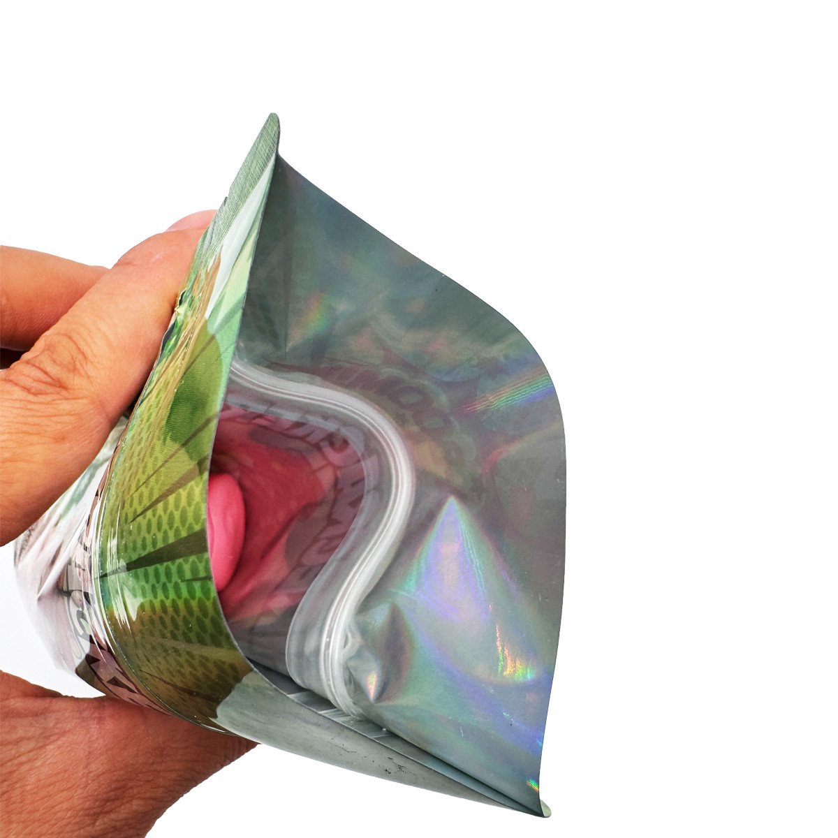 Holographic Design Childproof Mylar Stand Up Pouches For Weed Packaging