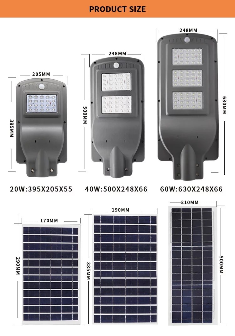 60 Watt All In One Integrated Solar Street Light With Motion Sensor 1500lm