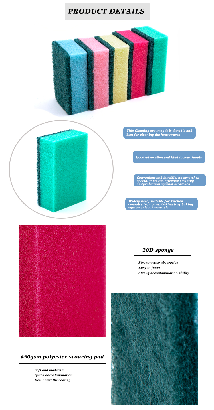 9*6*3cm Customized Cleaning Kitchen Sponge Multipurpose Erosion Resistant