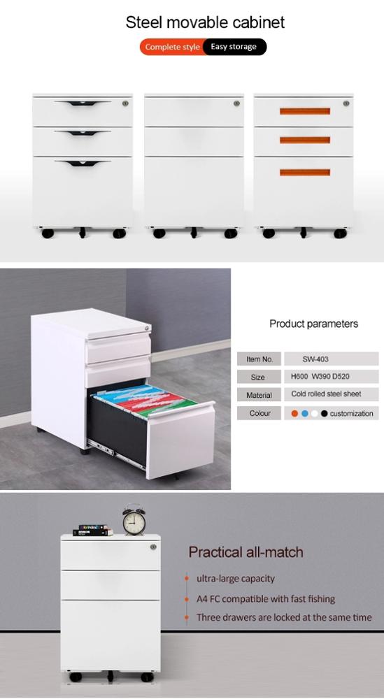 Movable ISO14001 Knock Down Office Filing Cabinets , Commercial File Cabinet