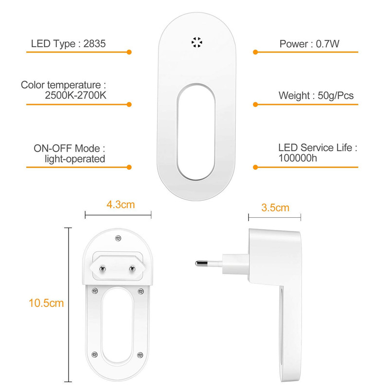 30LM Plug In Dusk To Dawn Night Light / 0.7W Motion Sensor Bedroom Night Light