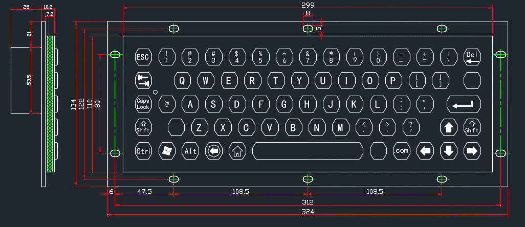 Waterproof 67 Key Keyboard , Metal Mechanical Keyboard With Fn Function Keys