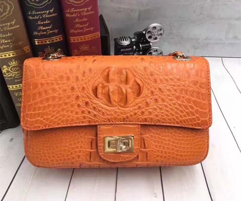 Genuine Crocodile Skin Lady Flap Purse Female Single Cross Shoulder Bag Real Alligator Leather Women's Messenger Bag