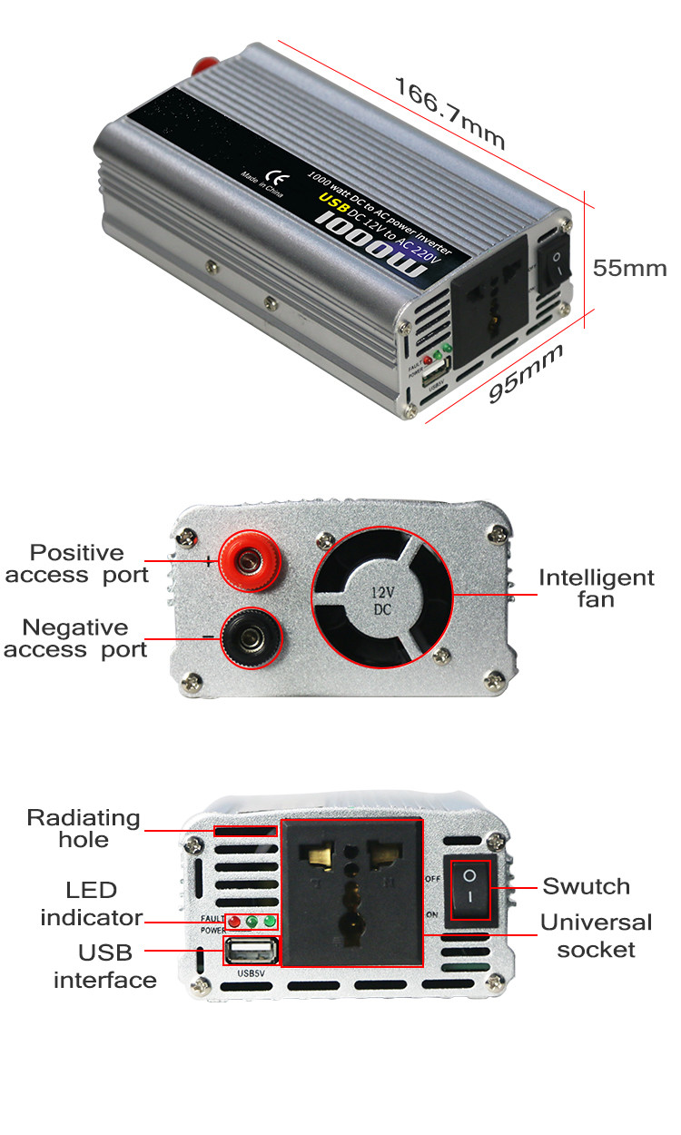 Power conditioner modified sine wave 1000W Automotive power inverter
