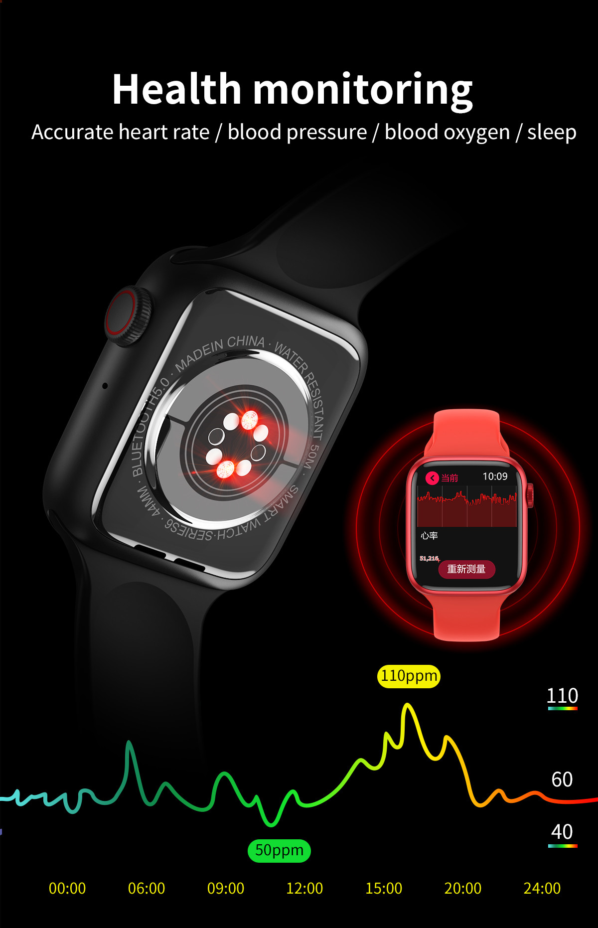AW9 Heart Rate Blood Pressure Sports Smart Watch Waterproof