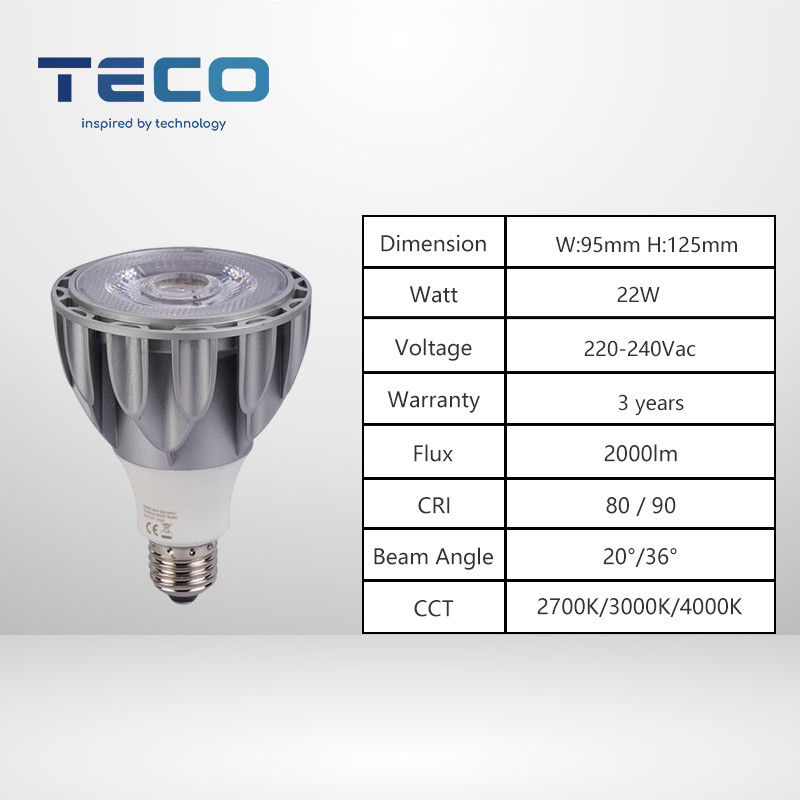 2700k Indoor PAR30 LED Spotlight Bulbs With Die Cast Aluminum Housing Non Dimmable