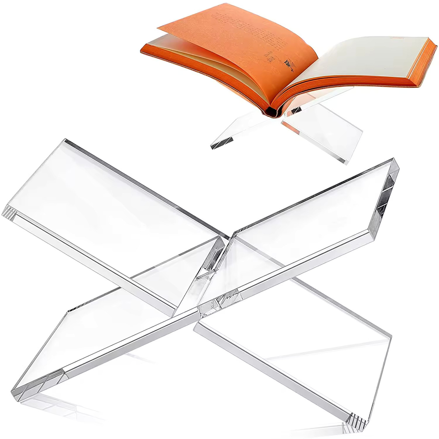 Stylish Design Assembled Acrylic Book Stand , Lucite Book Holder Custom Color