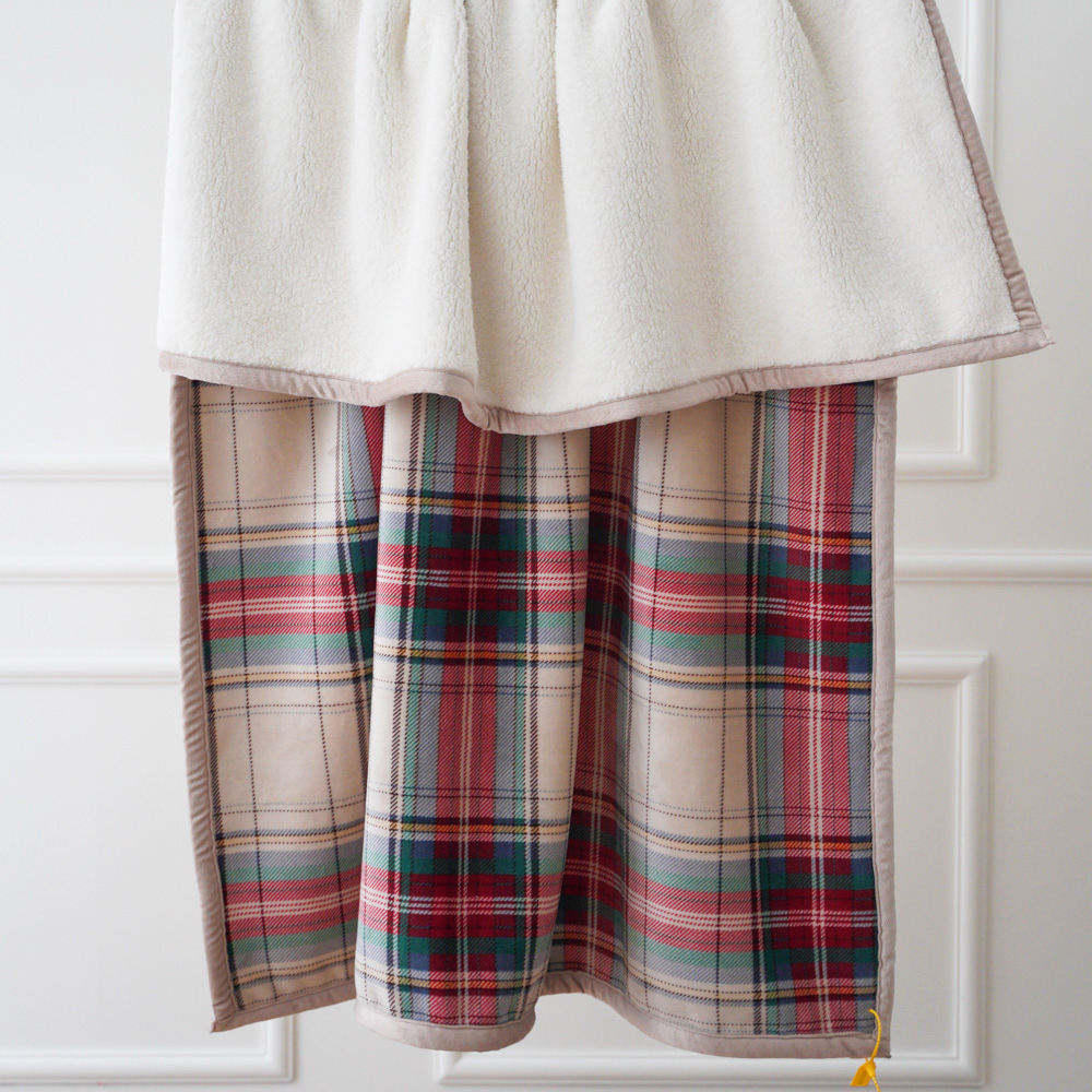 Christmas Tartan Flannel Blanket Sets Sustainable Plaid Sofa with Custom Advantage