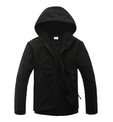 Custom Winter Mens Polar Fleece Jacket With Hood 100% Polyester Windproof