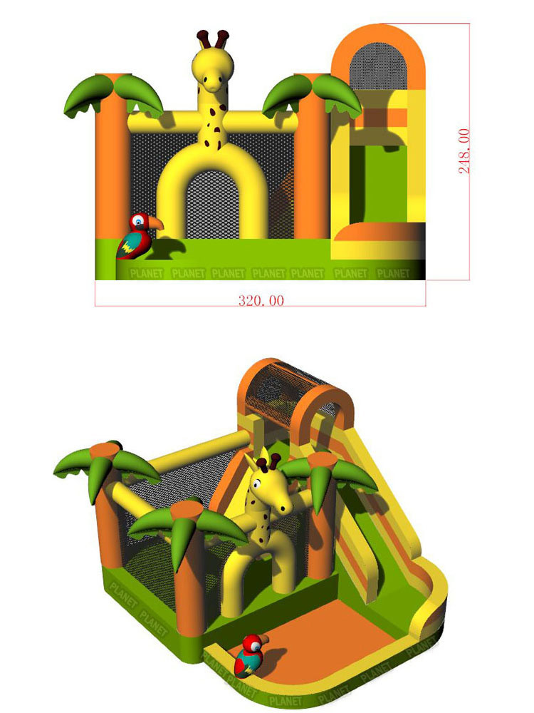 840D Oxford Inflatable Jumping Castle Bouncer With Water Slide