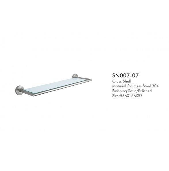 304 Stainless Steel Shower Organizer Vanity Frosted Glass Corner Shelf Satin Polished