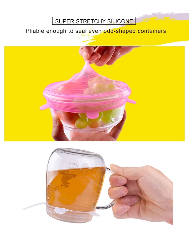 7 Pack Reusable Container Lid Silicone Household Products BSCI Round