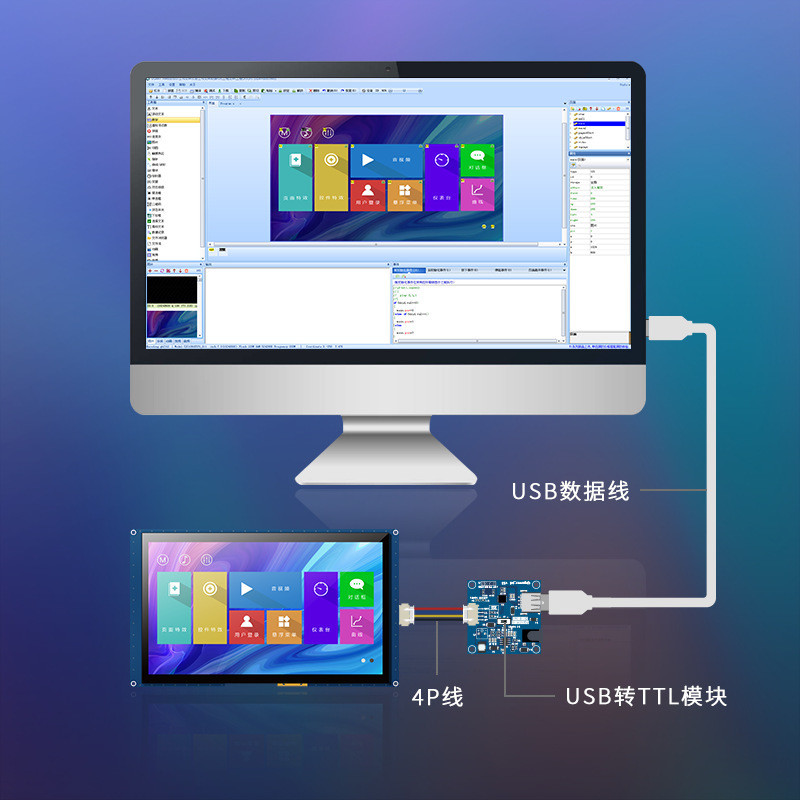 10.1 Inch Uart Tft Display ， 1024x600 300c/D HDMI Interface Touch Panel