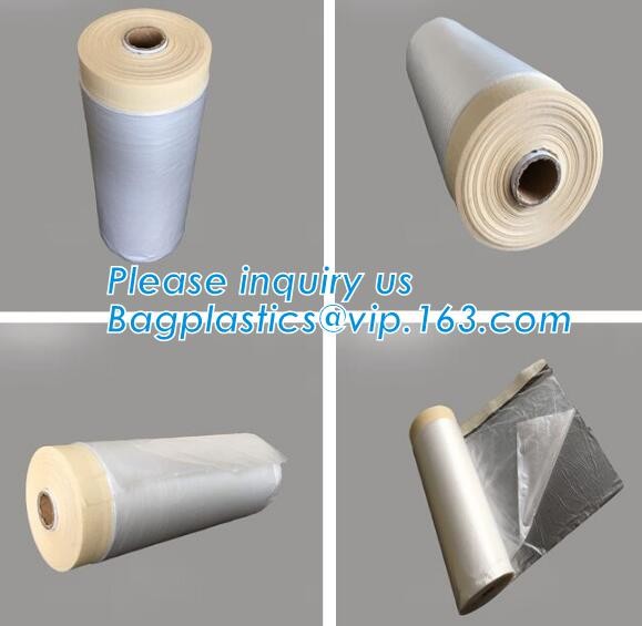 Pre-tapd paint masking film HDPE,Car paint repair masking film with tape, Hot sell masking film with adhesive tape, PAC