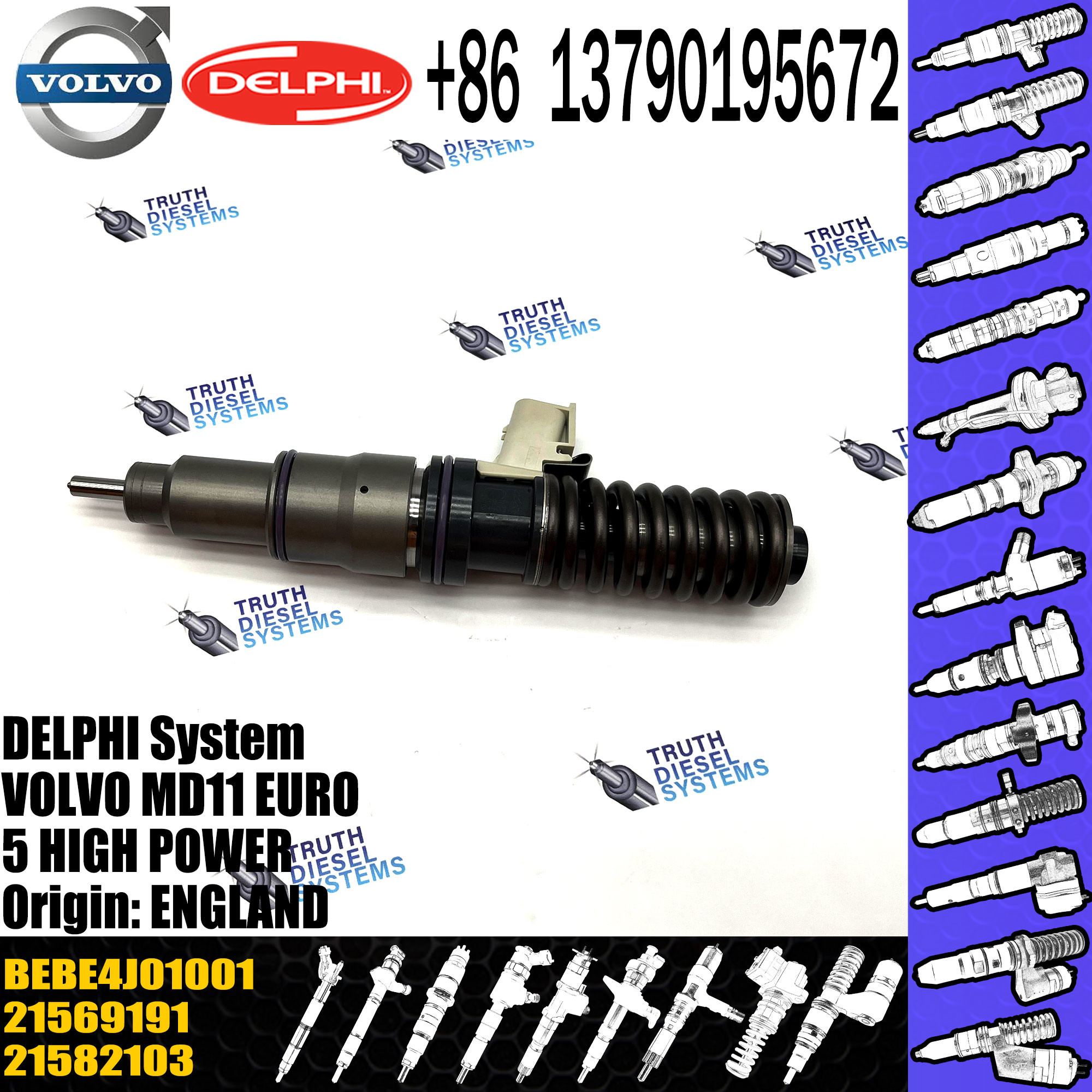 New Diesel Fuel Injector 21582103 21582103 BEBE4J01001 BEBE4J01001 for VOL MD11 Engine