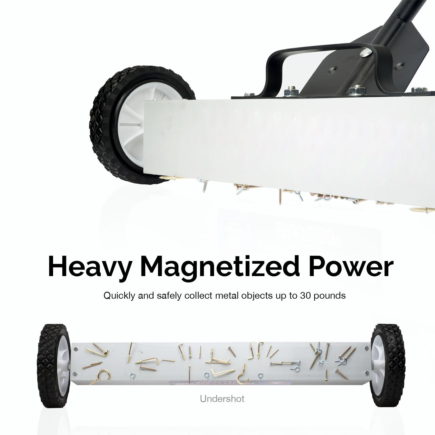 Convenient Push-Type Magnetic Pick Up Sweeper with 30-50 Lbs Pull Force and Wheels