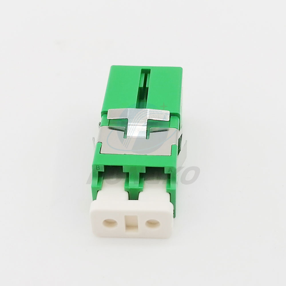 LC / APC Duplex Fiber Optic Adapter With Metal Shrapnel Single Mode