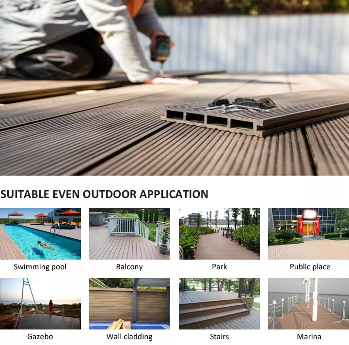 Traditional Design WPC Flooring Composite Decking Board for Outdoor 18-25mm Thickness