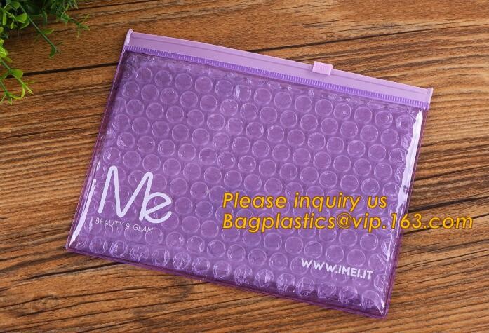 Holographic Factory Shiny gold Cosmetic bag Zipper Bubble Bag zip-lock Slider Padded Mailer metallic bubble zipper bagea