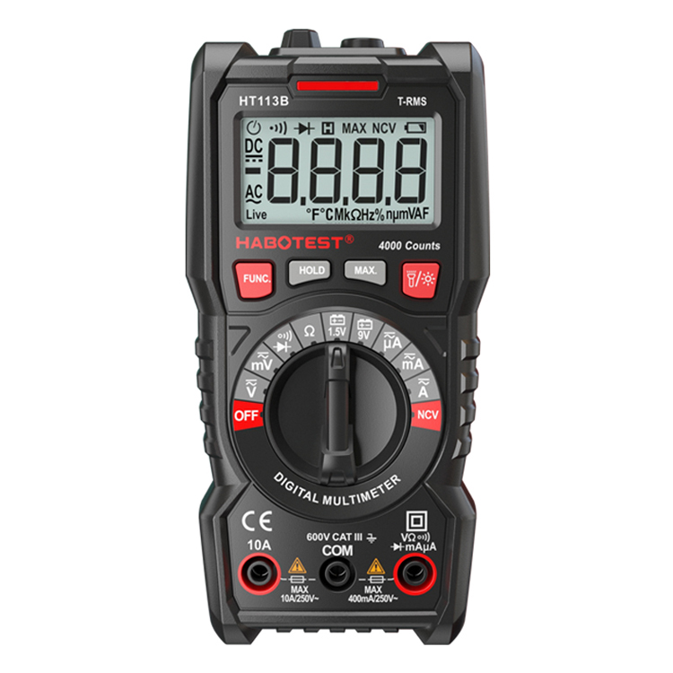 RMS 600V Automatic Digital Multimeter Voltmeter , AC DC 4000 Counts NCV Multimeter