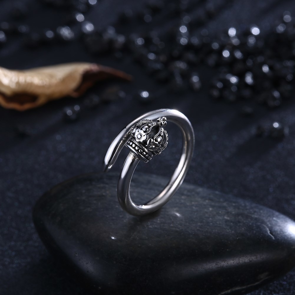 1.39g 17.3mm Crown Shaped Engagement Ring Hypoallergenic Cluster Real Silver Rings